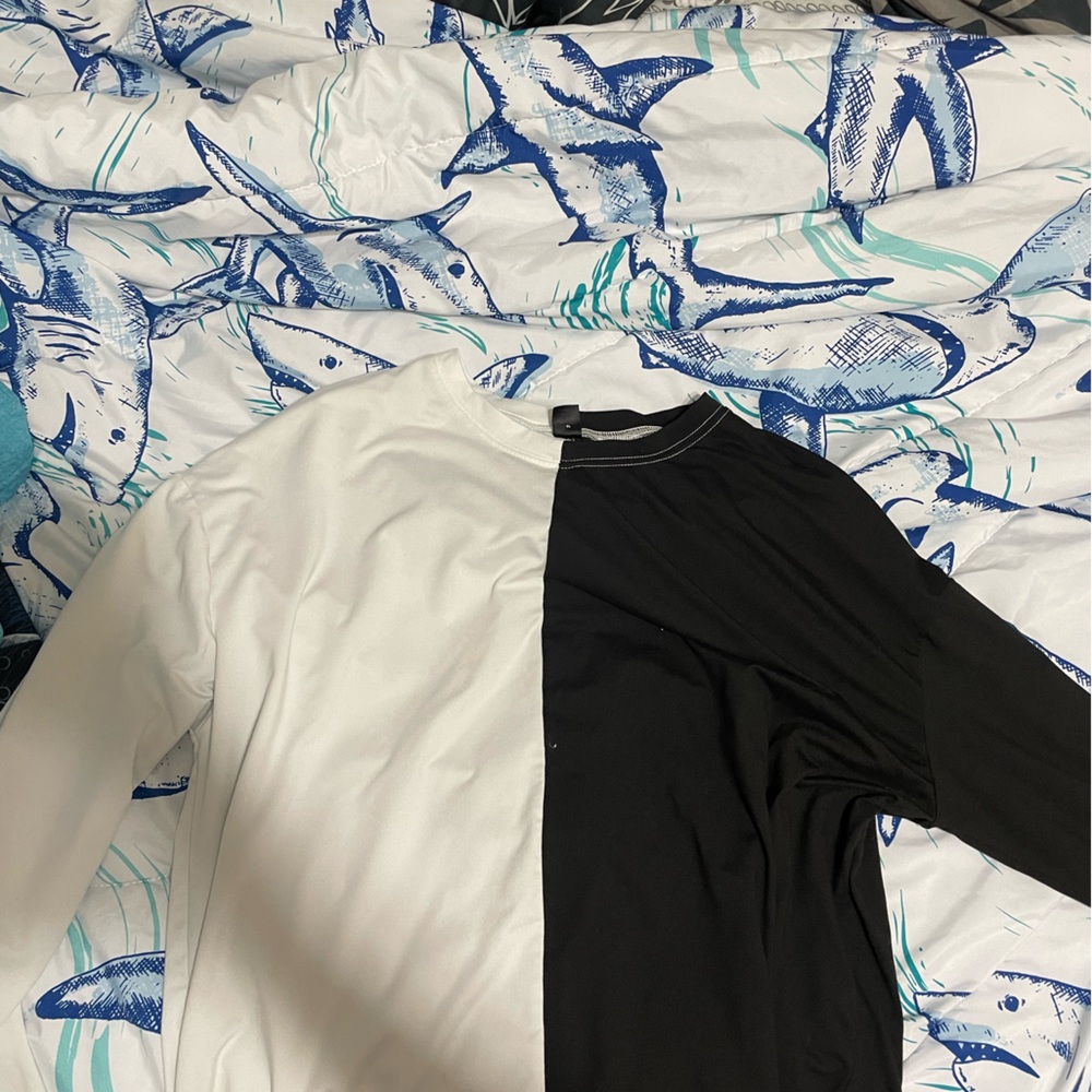 SHEIN black and white long sleeve with a butterfly on the back size Medium